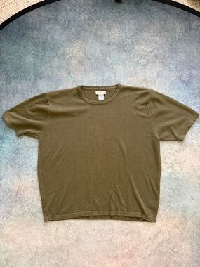 Men's Olive Crewneck Short Sleeve Tee by Vince
